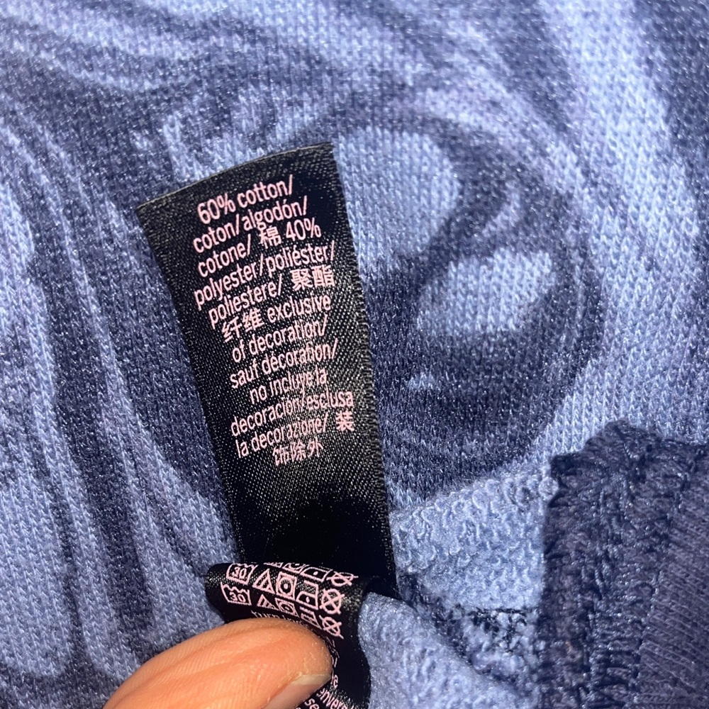 Victoria's Secret Blue Marble Long Sleeve Hood  Sweatshirt Women’s Size L  NWOT - Picture 10 of 10